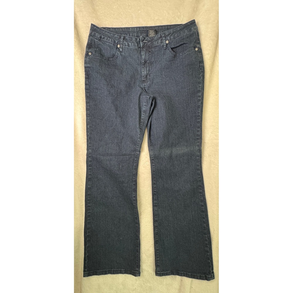 VSK Jeans Womens 14 Dark Wash Stretch Denim 5-Pocket Embroidered Capri Blue